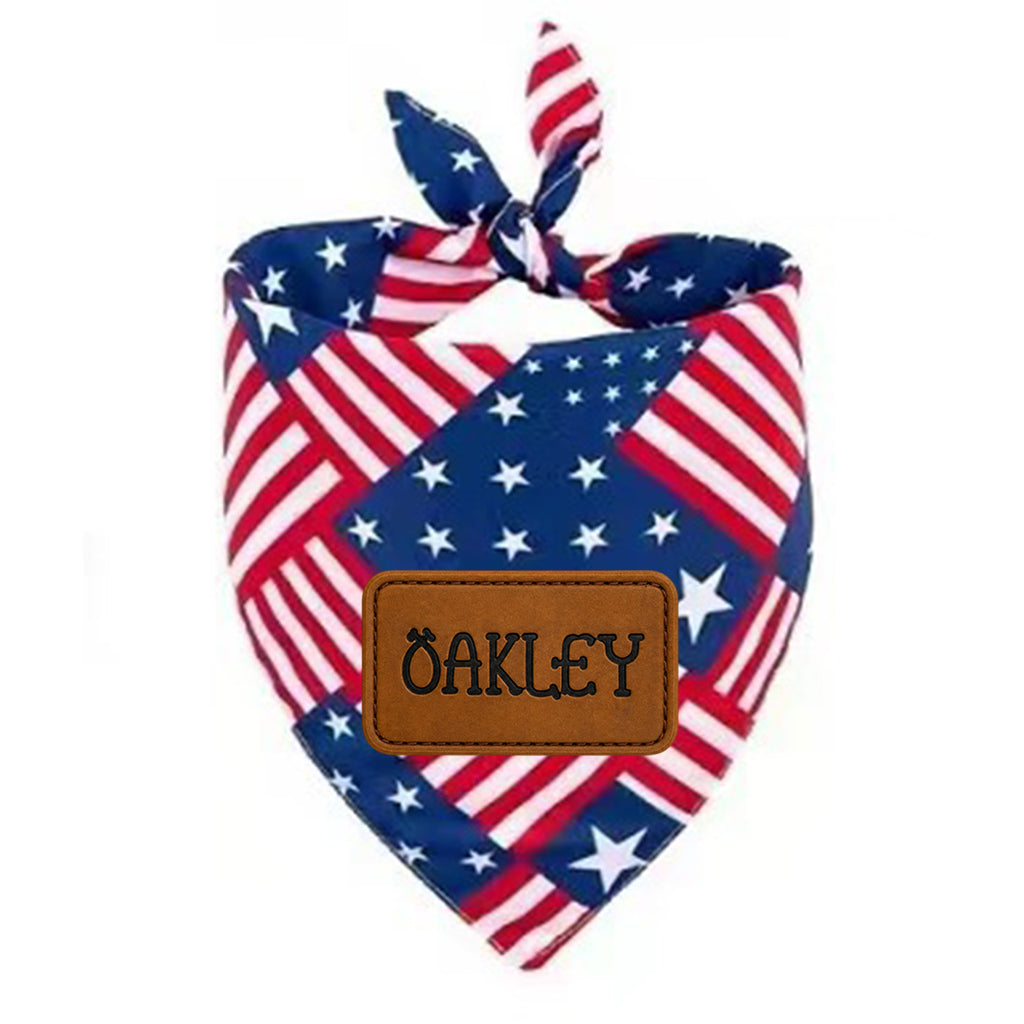 Custom Name Patch Dog Bandana, 4th of July Bandana, Patriotic Dog Gifts, Pet Lover Gift