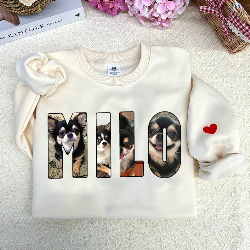 PetFiestas® Custom Pet Photo and Name Sweatshirt Hoodie T-shirt, Front & Back Printed