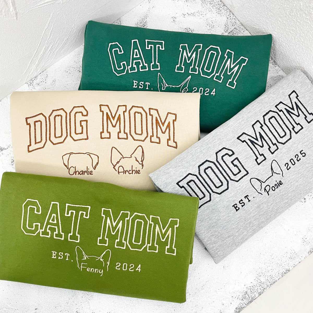 Custom Dog Mom or Cat Mom Sweatshirt with Ears & Names, Mother's Day Gift