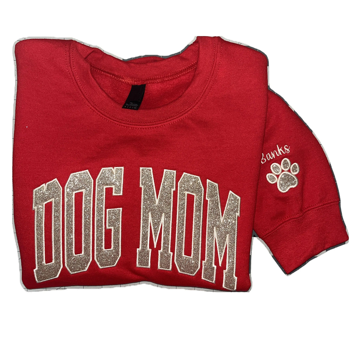 Custom Applique Glitter Dog Mom Sweatshirt