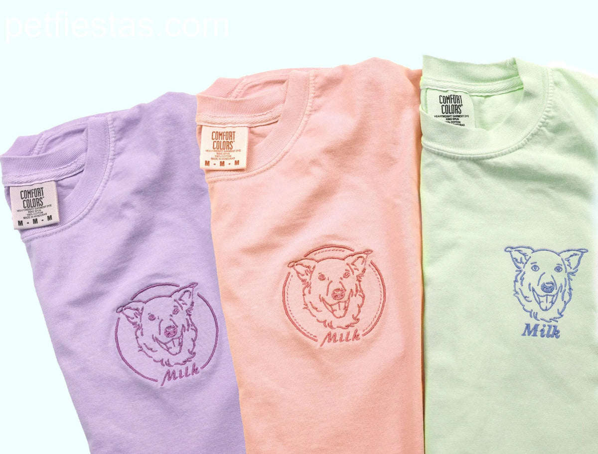 Personalized Dog T-shirt Embroidered Pet Drawing Outline Sweatshirt Hoodie- Stylish Outline Style