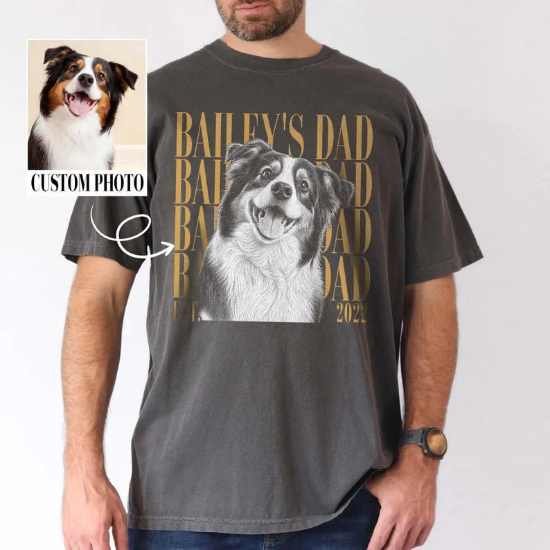 Custom Dog Photo Shirt for Dad, Cat Dad Shirt, Father's Day Gift