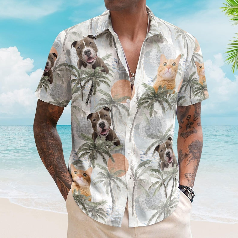 Personalized Dog Cat Tropical Style Hawaiian Shirt, Custom Pet Aloha Shirt Gift