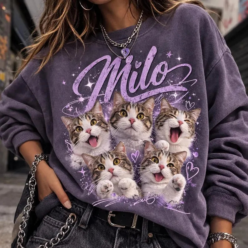 Vintage 90s Bootleg Pet Rap Tee, Custom Retro Cat Bootleg Style Tee
