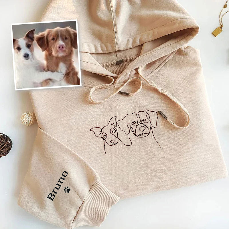 Personalized Pet Embroidered Center Sweatshirt- Stylish Outline Style