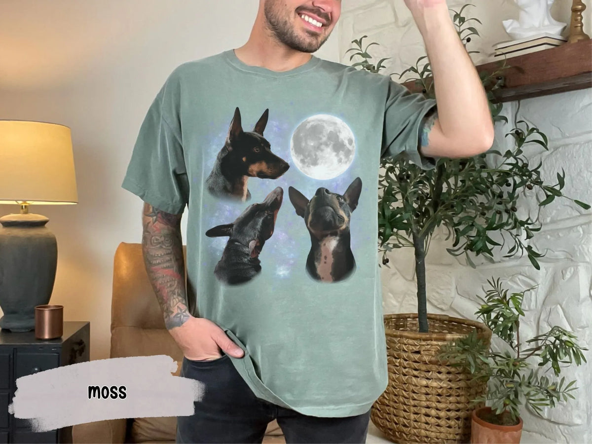 Custom Pet Portrait Vintage Graphic T-shirt Retro Moon Personalized Printing Sweatshirt Hoodie
