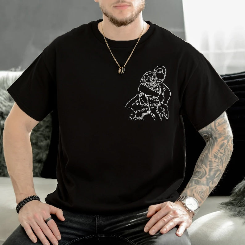 Custom Photo Shirt for Dad, Father's Day Tshirt, Personalized Dog Dad Embroidery Shirt