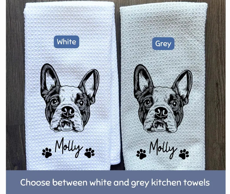 Personalized Pet Kitchen Towel - Custom Dog & Cat Tea Towels with Photo and Name for Home or Party