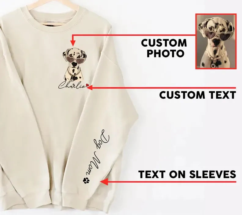Custom Pet Photo Printing T-shirt Sweatshirt Hoodie, Custom Pet Photo Sweatshirt