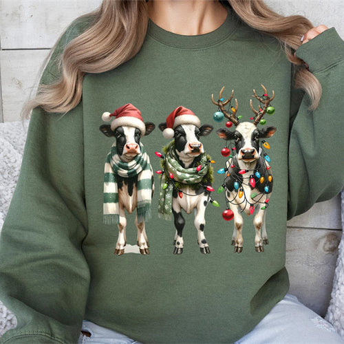 Christmas Cow Sweatshirt - Funny Christmas Shirt, Cow Lover Gift