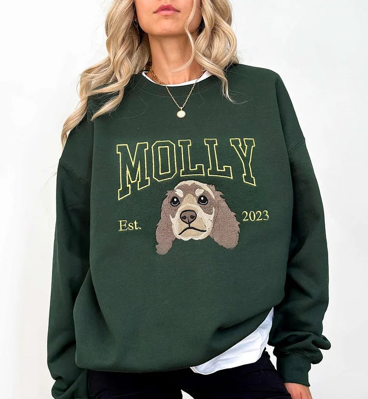 Personalized Pet Face Sweatshirt from Your Photo, Varsity Sweatshirt- Varsity Colorful Design