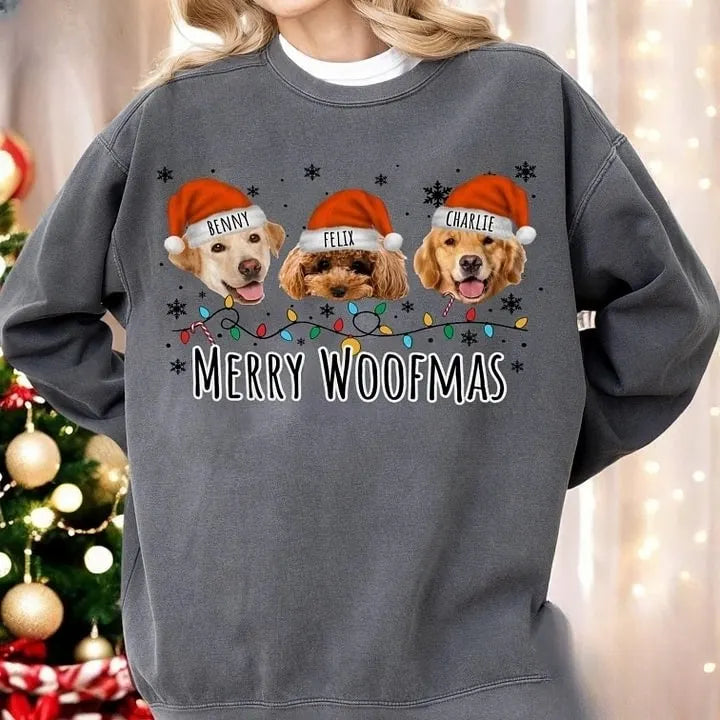 Personalized Dogs Christmas Shirt – Custom Pet Photo Christmas Tee Dog Lovers Sweatshirt