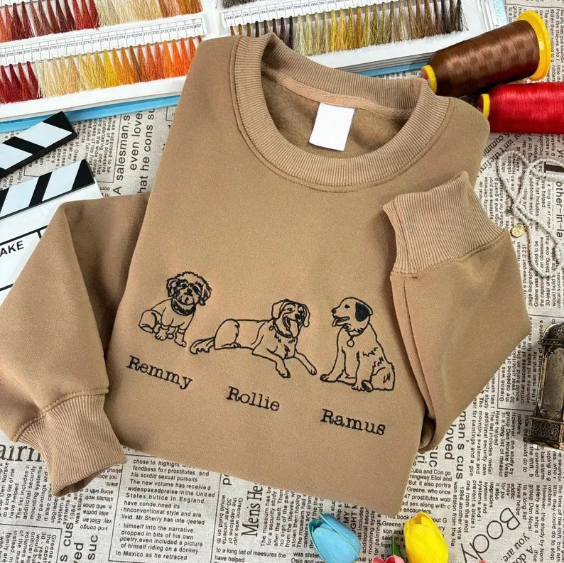 Custom Dog Photo & Name Embroidered Sweatshirt – Dog Face Design for Pet Lovers & Owners