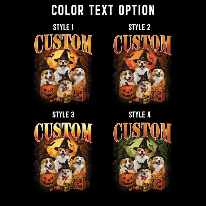  Custom Bootleg Halloween Shirt, Dog Bootleg T-Shirt Sweatshirt Hoodie with Wizard Hat