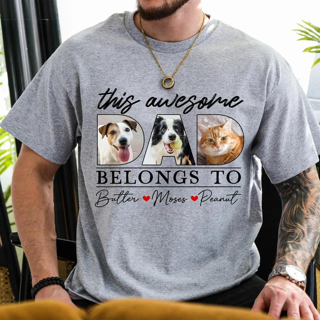 Custom Pet Picture Shirt for Dad, Pet Dad Father's Day Gift