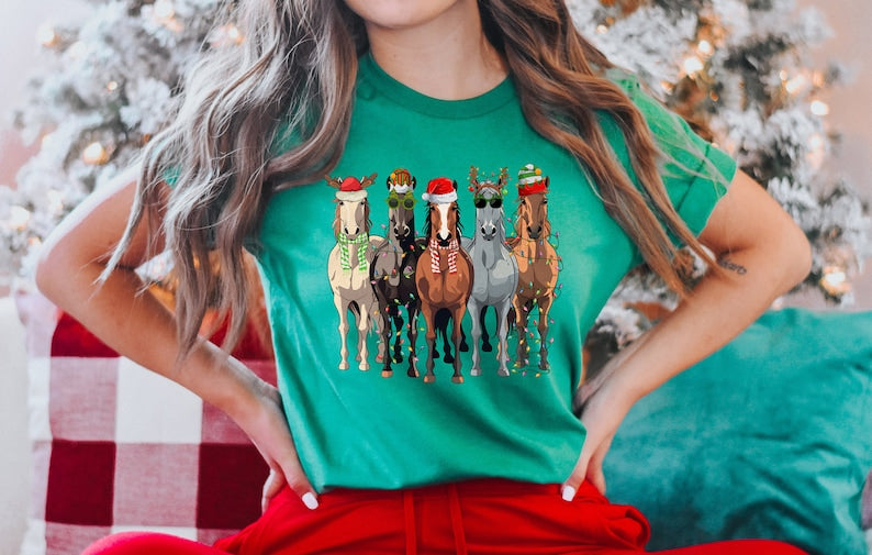 Horse Christmas Sweatshirt, Funny Animals Christmas Sweatshirt, Farm Lover Gift