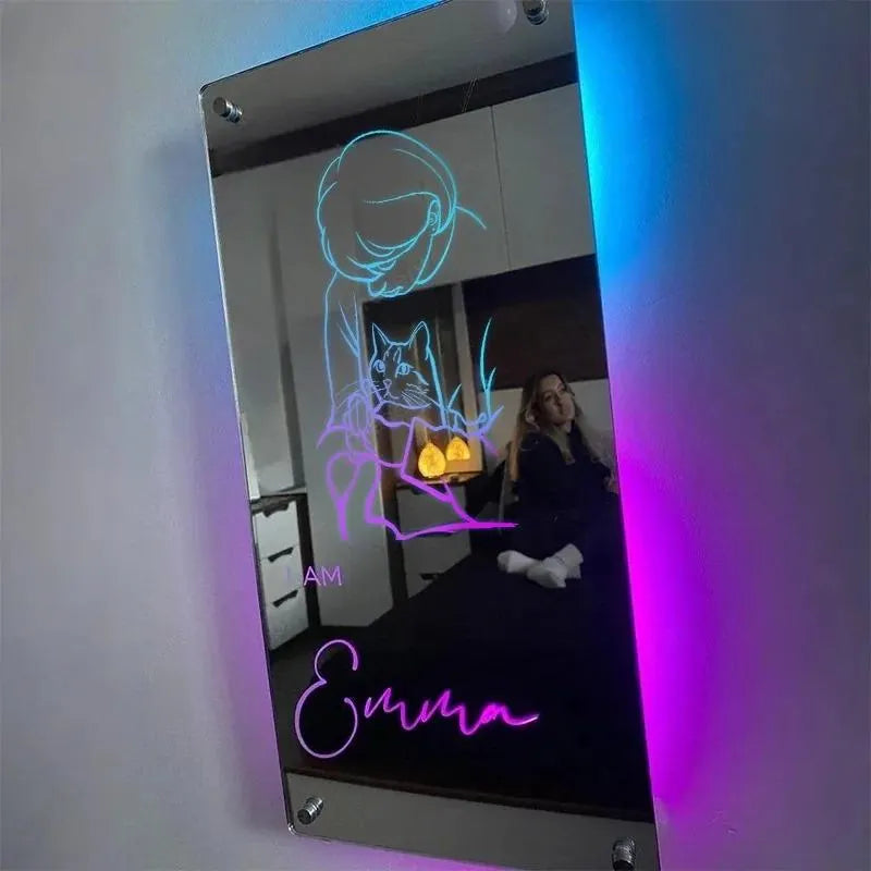 PetFiestas® Customized Family & Pet Photo Mirror Light