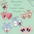 Custom Pet Portrait Embroidered Sweatshirt With Locket Frame, Personalized Pet Photo Heart Coquette Bow Crewneck
