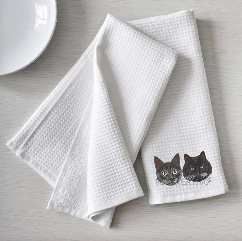 Custom Pet Portrait Kitchen Towel, Personalized Pet Gift for Dog Mom, Mother's Day Gift