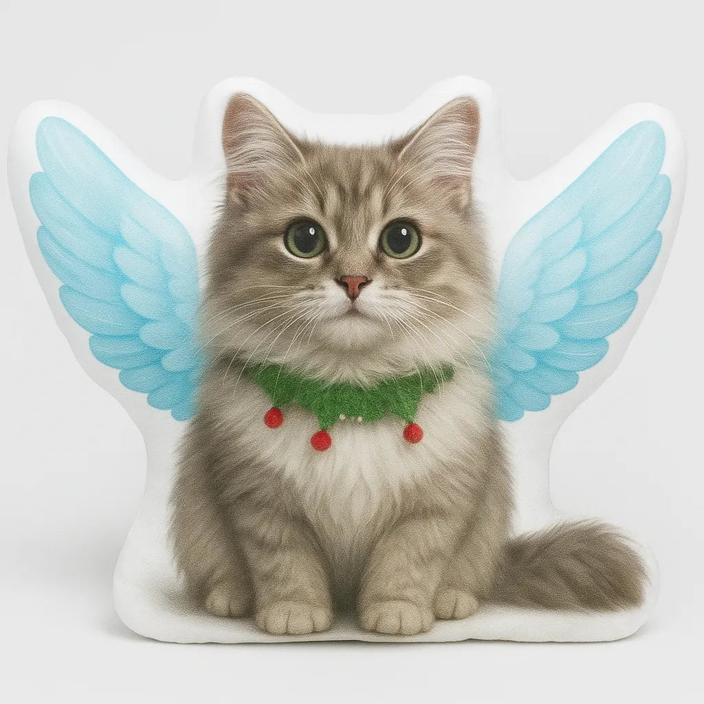 PetFiestas® Custom 3D Pet Pillow From Photo, Personalized Dog/Cat Memorial Pillow with Angel Wings