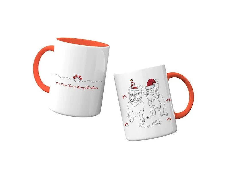 Custom Christmas Pet Line Drawing Mug, Sketch Dog Line Drawings, Custom Cat Mug