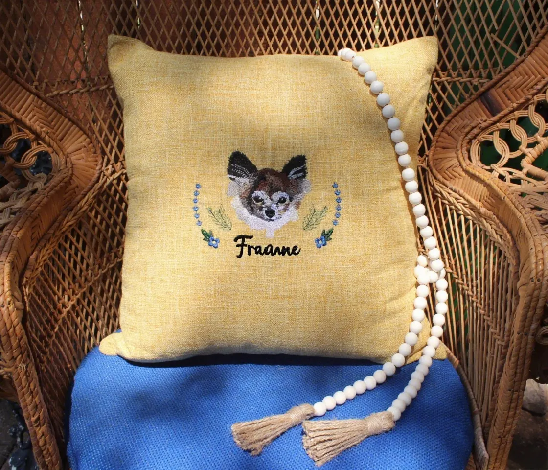 Custom Embroidered Pet Pillow, Personalized Premium Handcrafted Pet Embroidery Pillow