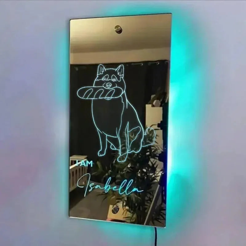 PetFiestas® Customized Family & Pet Photo Mirror Light