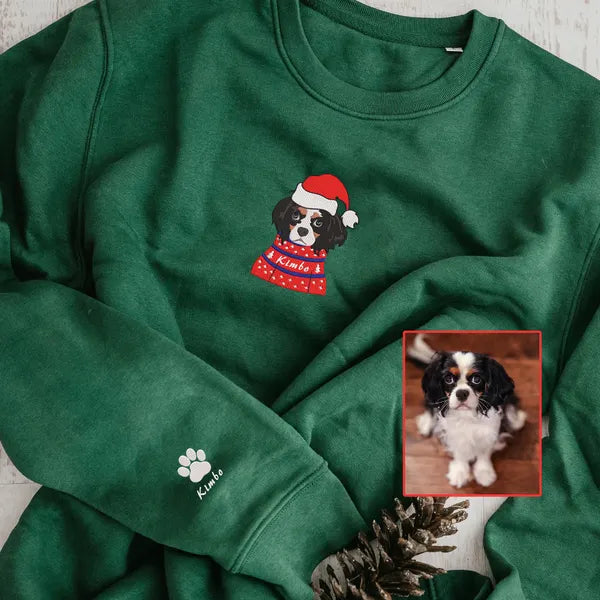 Personalized Embroidered Pet Dog Cat In Ugly Sweatshirt Hoodie Sweatshirt T-Shirt- Colorful Design