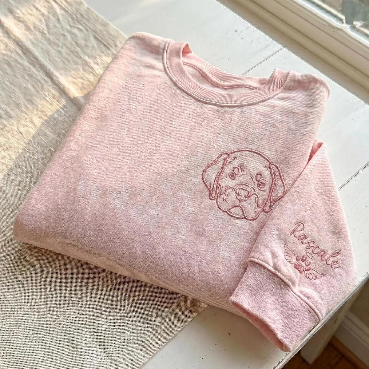 Custom Dog Embroidered Shirt From Photo, Minimal Portrait Shirt - Stylish Outline Style