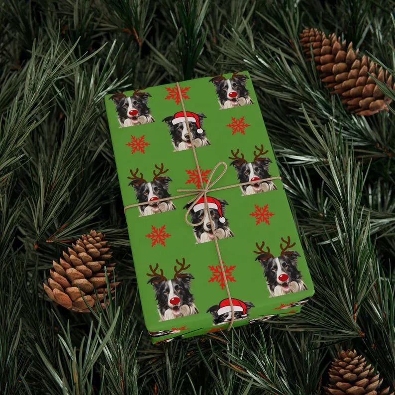 Custom Pet Photo Christmas Wrapping Paper, Custom Dog Wrapping Paper