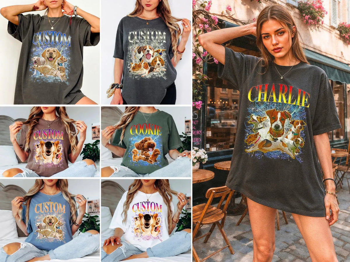 Vintage Pet Tee & Sweatshirt & Hoodie - Custom Photo & Name Shirt