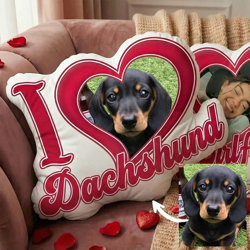 I Love My Dog Custom Pet Pillow From Photo, Valentine's Day Gifts for Dog Parents