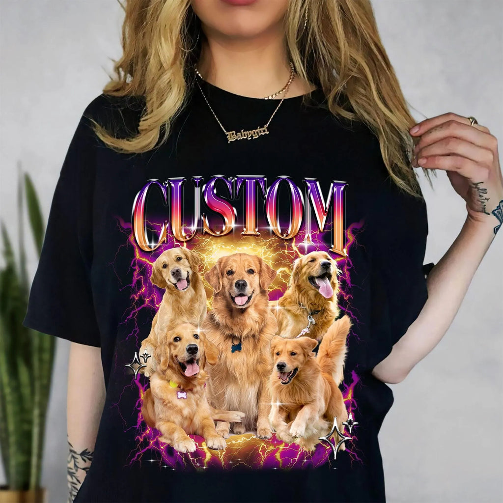 Personalized Retro Dog Shirt, Custom Pet Tee, 90s Style Dog Unisex T-Shirt Sweatshirt Hoodie
