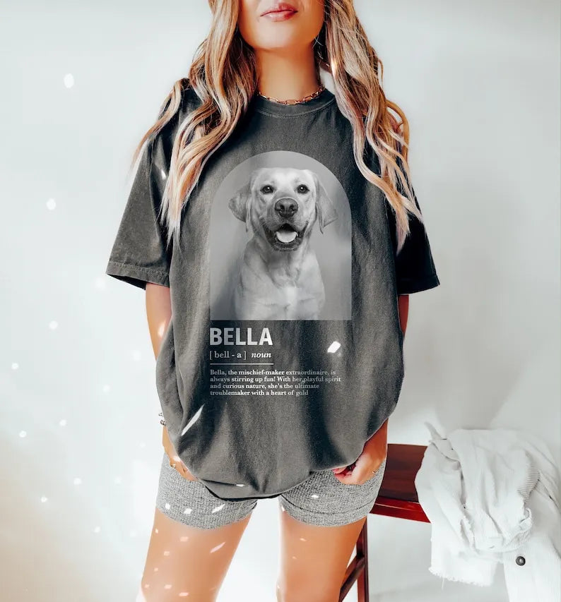 Custom Pet Portrait Shirt in Black and White, Personalized Pet Memorial Sweatshirt T-shirt