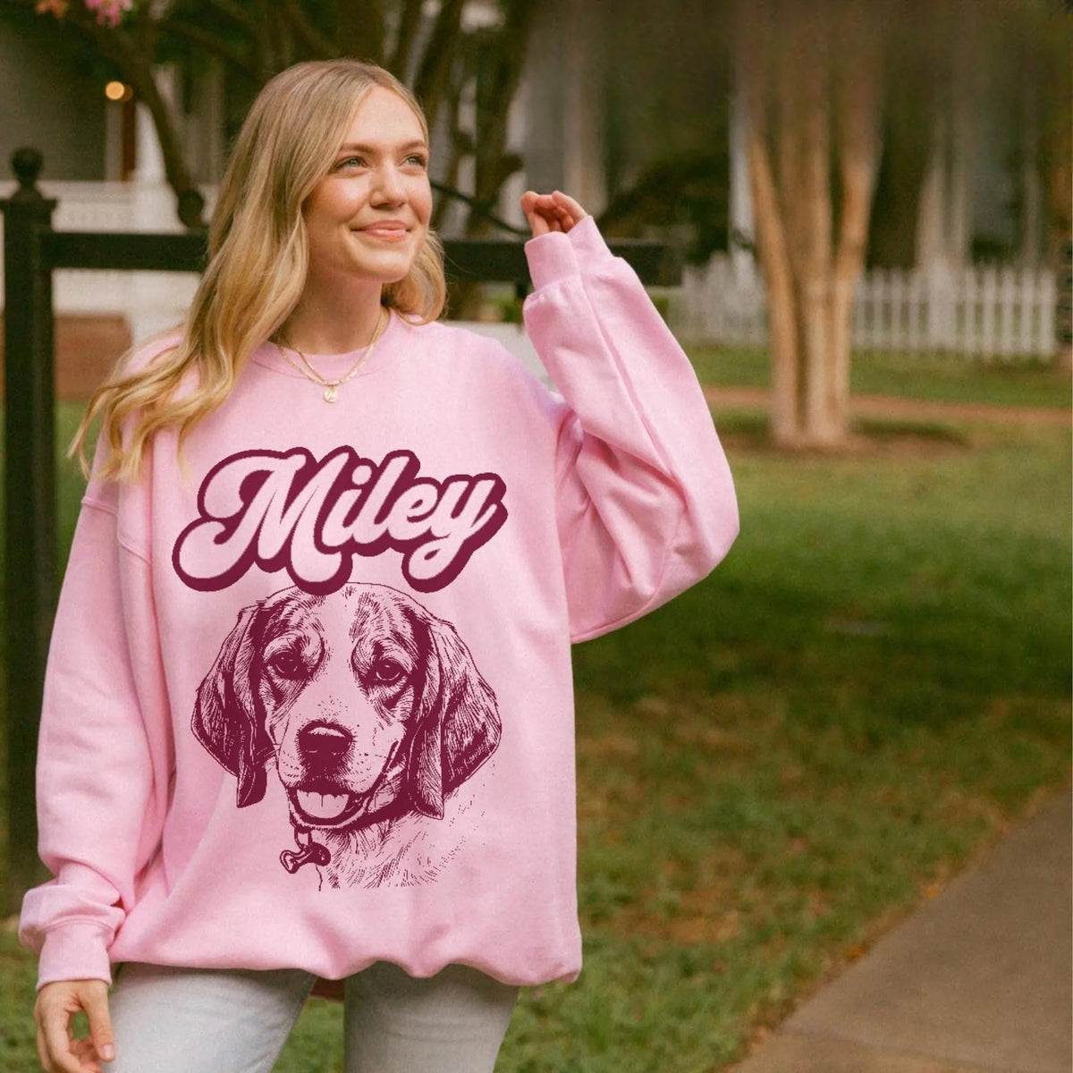 Custom Pet Dog Face Print On T-shirt Sweatshirt Hoodie