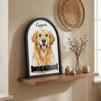 Custom Pet Collar Holder Using Pet Photo, Dog Memorial Wood Frame With Collar Holder