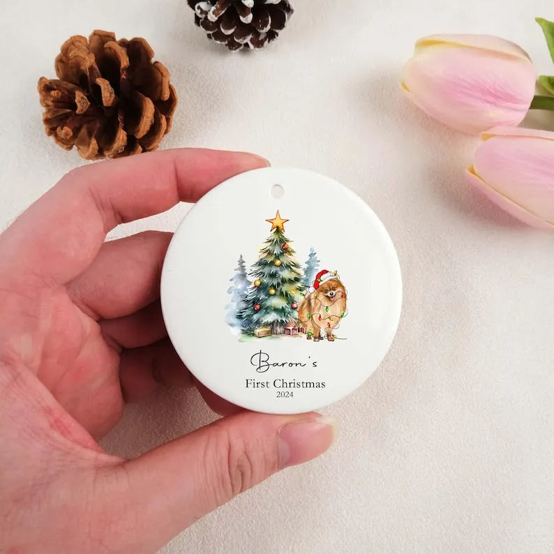 Personalised Dogs First Christmas Bauble, Puppy's 1st Xmas Tree Decoration
