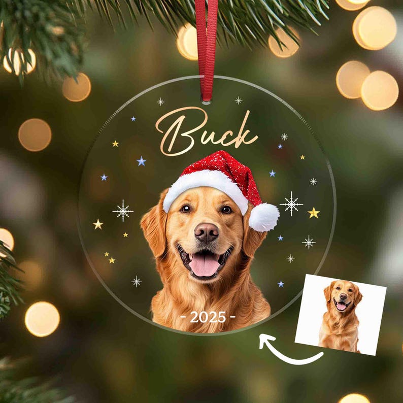 Personalized Pet Christmas Ornament – Custom Pet Portrait & Photo Decoration