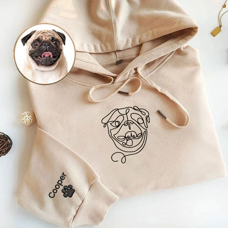 Custom Embroidered Dog Sweatshirt, Personalized one-line Pet Sweatshirt, Custom Dog Portrait Sweatshirt- Stylish Outline