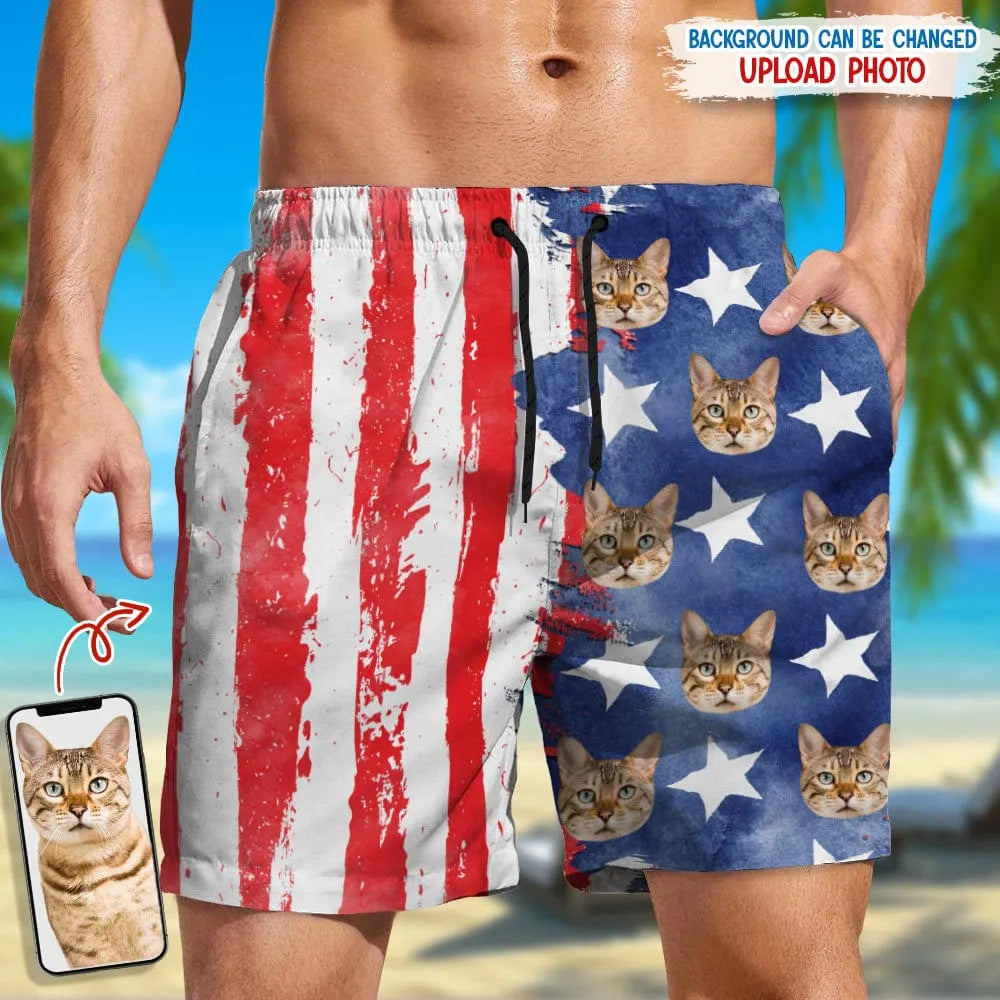 Custom Pet Photo US Stars Beach Short