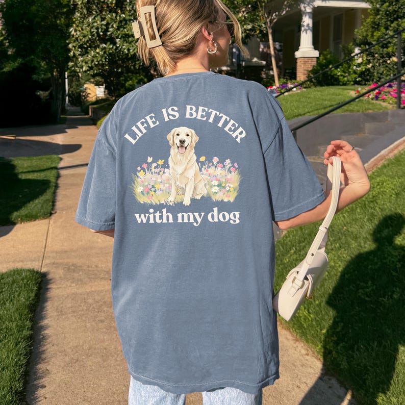 Life Is Better with My Dog Custom Dog Photo Tee, Dog Mom T-shirt