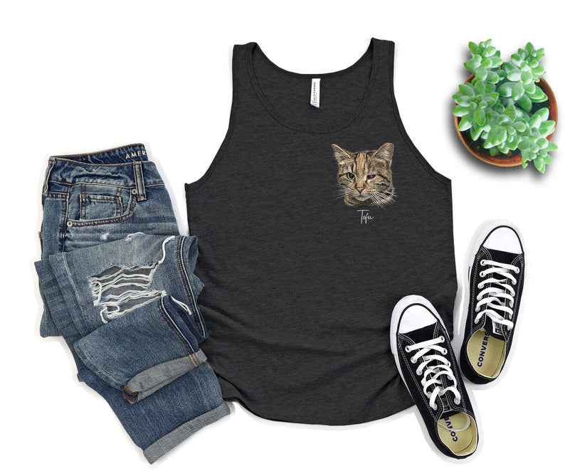 UNISEX Custom Dog Tank Top Dog Portrait Shirt