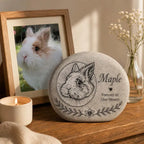 Custom Pet Portrait Grave Marker, Rabbit Dog Cat Remembrance Garden Stone, Pet Memorial Stone