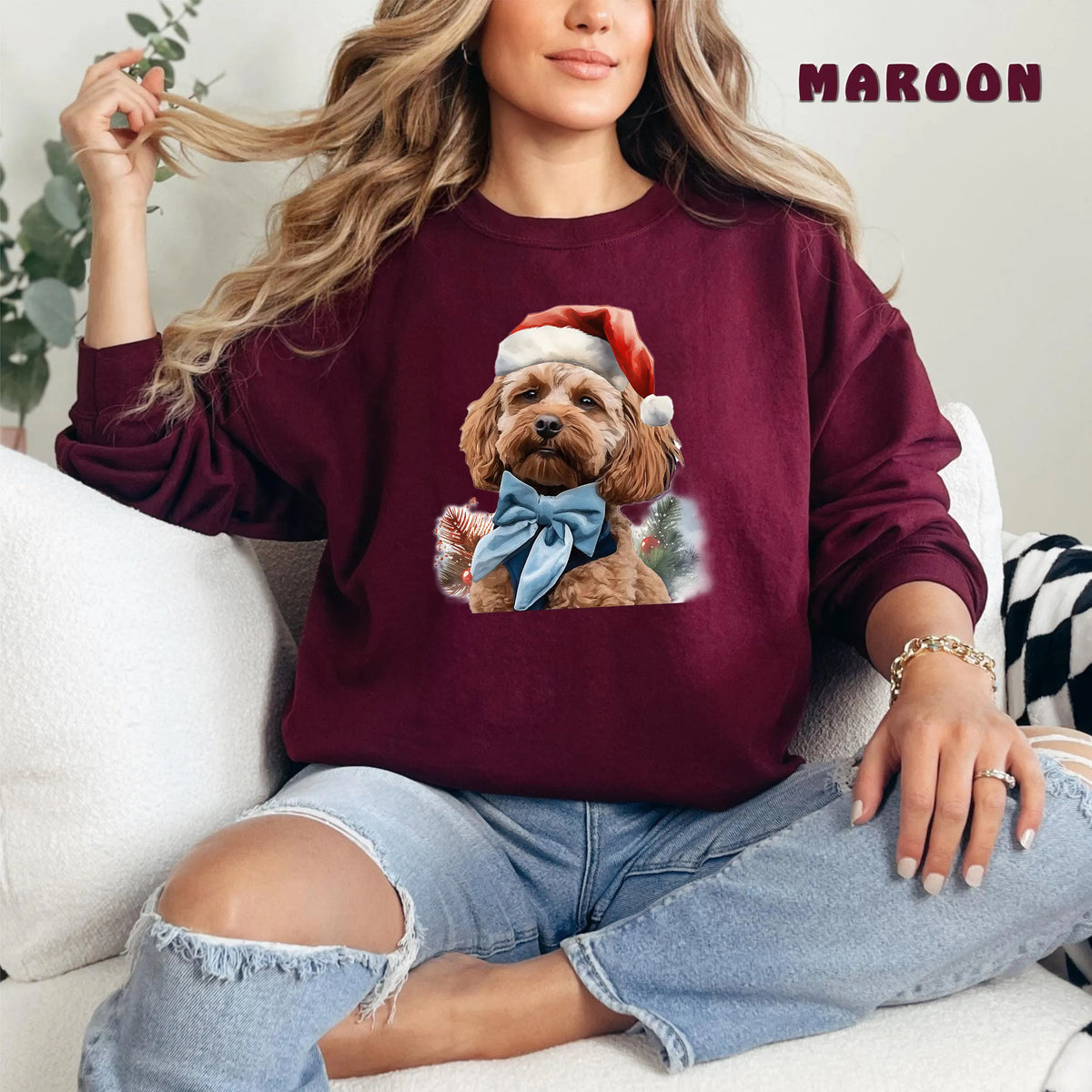 PetFiestas® Christmas Custom Pet Santa Personalized Pet Christmas Sweatshirt Hoodie T-shirt for Adults and Kids