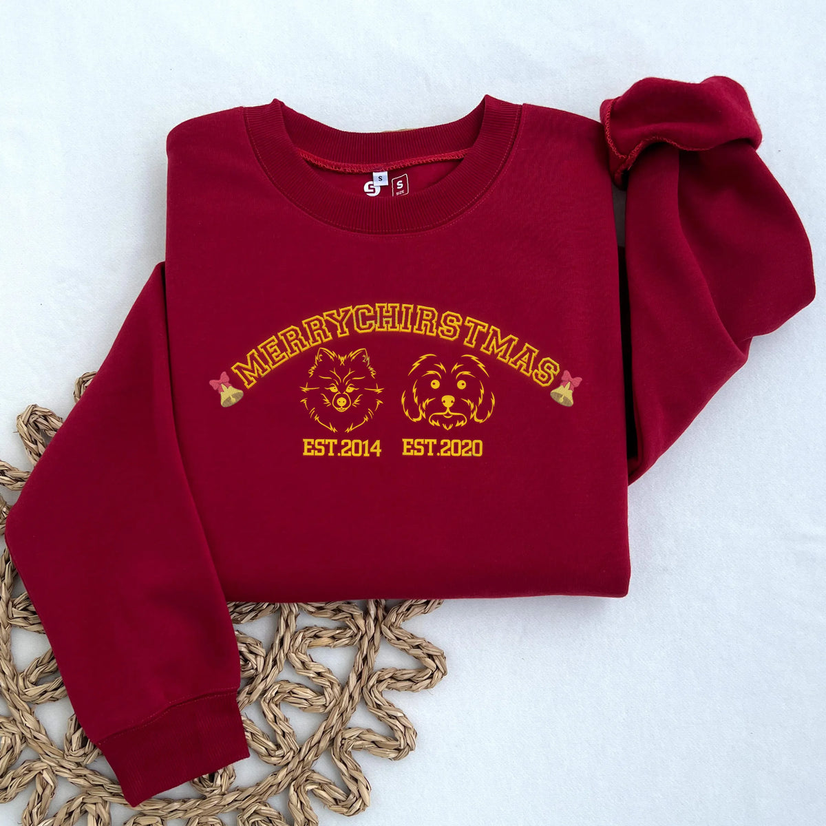 PetFiestas® Merry Christmas Personalized Pet Photo Embroidered College Sweatshirt/Hoodie T-shirt Christmas Gift