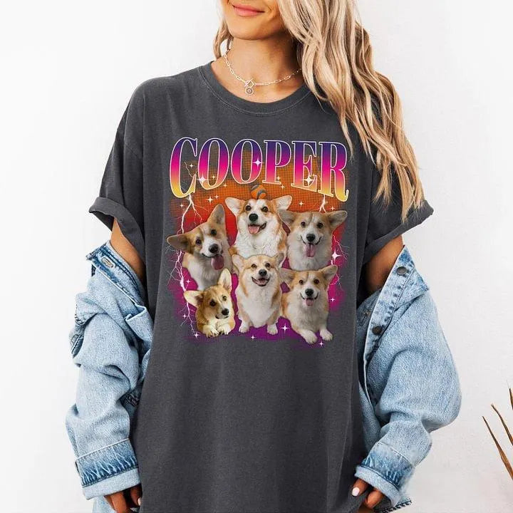 Custom Vintage Portrait Tee & Hoodie With Pet Photo & Name