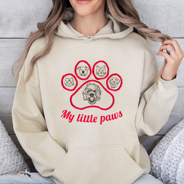 My Little Paws Personalized Pet Face Embroidered Sweatshirt Hoodie T-shirt With Paw Print