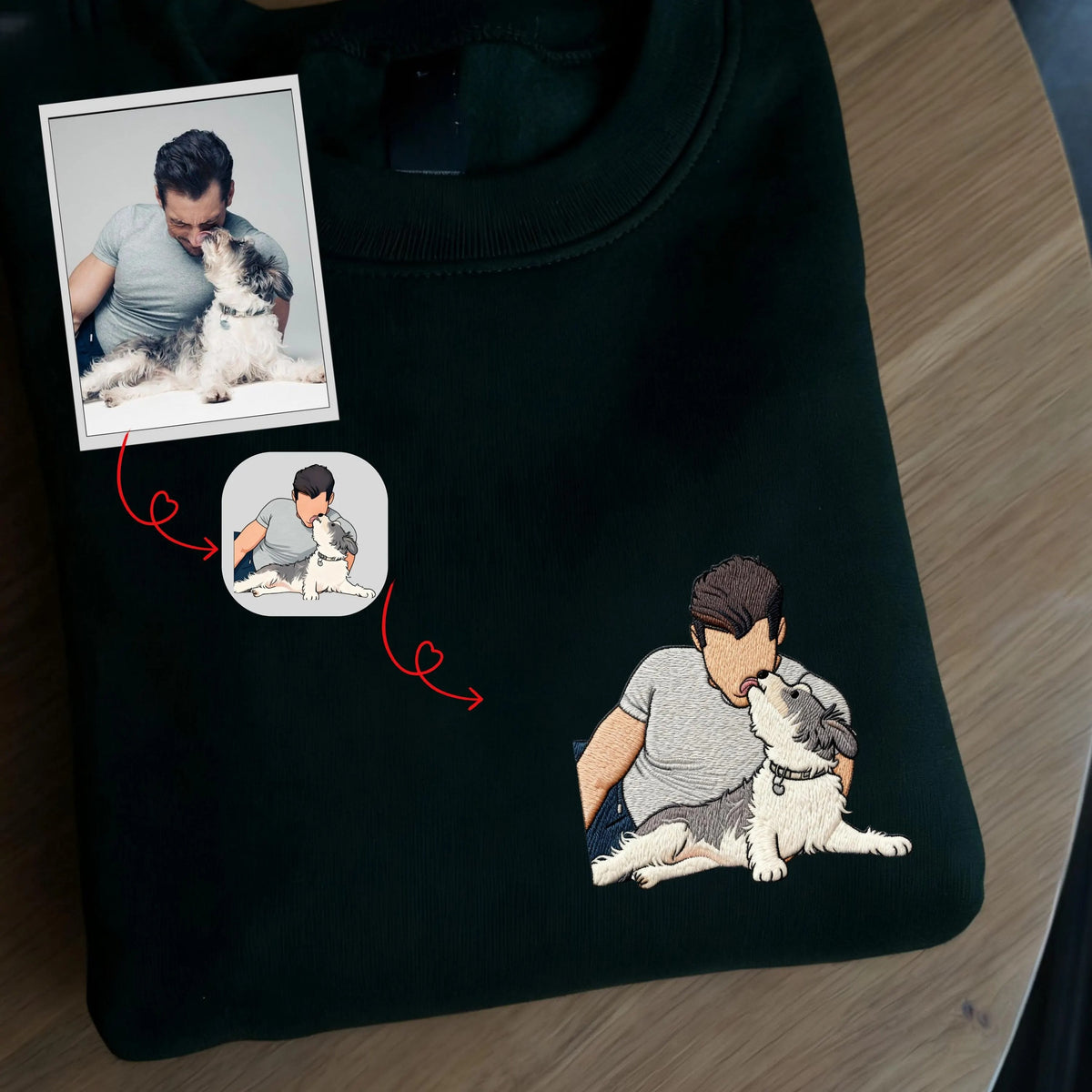 Personalized Pet Family Photo Embroidered Sweatshirt Hoodie T-shirt