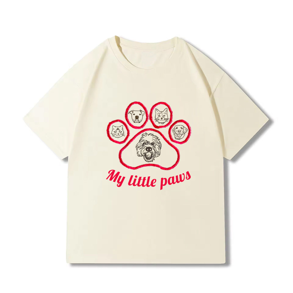 My Little Paws Personalized Pet Face Embroidered Sweatshirt Hoodie T-shirt With Paw Print