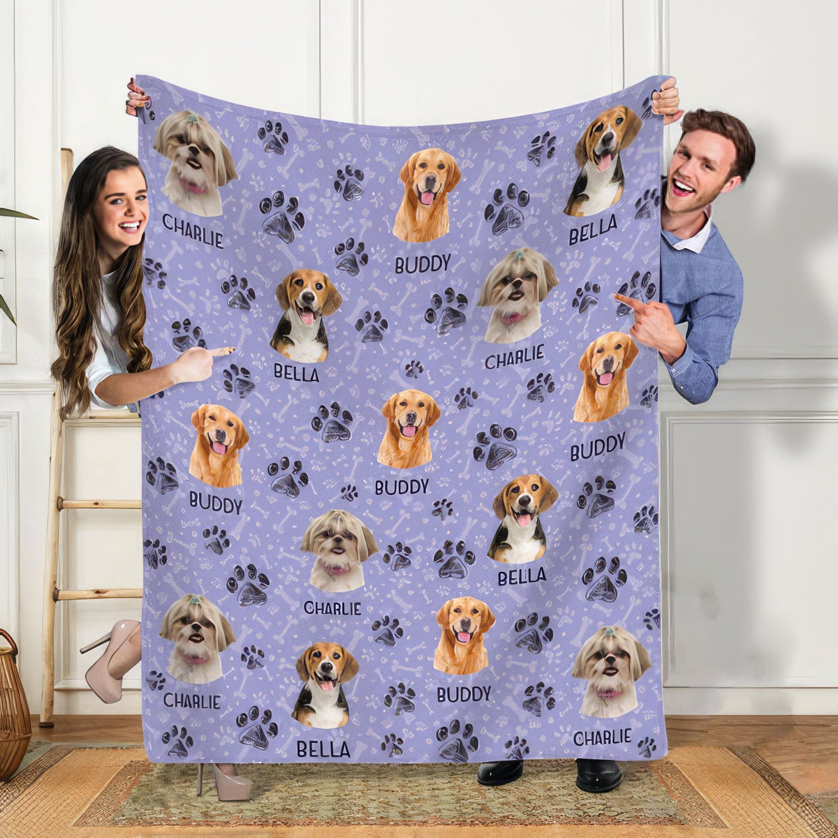 Custom Photo Dog Cat Paw Pet Blanket 